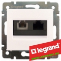 Legrand (легранд) 770080 Valena - Двойная розетка компьютер RJ45 + RJ11 (Белый)