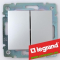 Legrand (легранд) 770108 Valena - Проходной выключатель 2 клавишный (Алюминий)