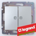 Legrand (легранд) 770128 Valena - Выключатель 2х клавишный с подсветкой (Алюминий)