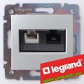 Legrand (легранд) 770280 Valena - Двойная розетка компьютер RJ45 + телефон RJ11 (Алюминий)
