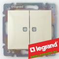 Legrand (легранд) 774112 Valena - Проходной выключатель с подсветкой 2 клавишный (Слоновая кость)
