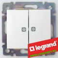 Legrand (легранд) 774212 Valena - Проходной выключатель с подсветкой 2 клавишный (Белый)